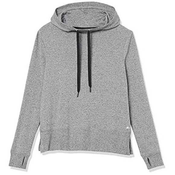 Amazon Essentials Women's Studio Terry Convertible Hood Shirt Sz S Gray Heather - Picture 2 of 10